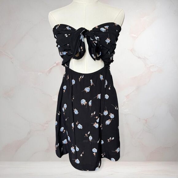 For Love and Lemons Womens Floral Dress Strapless Tie Front Flirty Coquette Mini - Picture 1 of 6